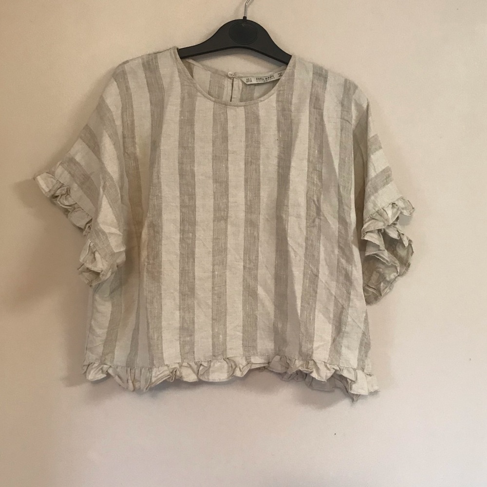 Zara basic shirt with ruffles EUC size S